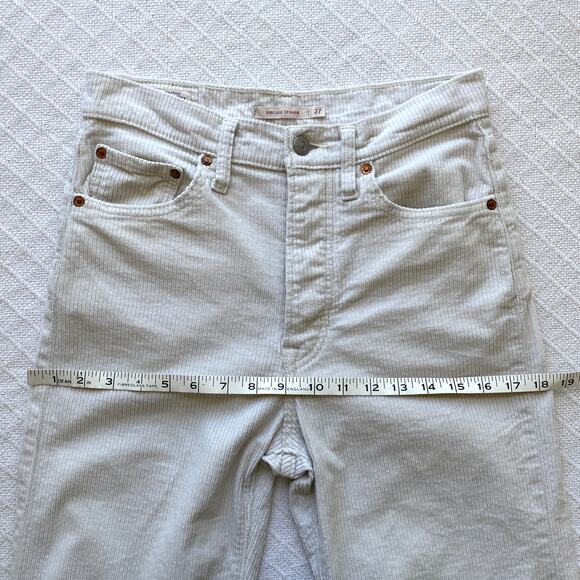 Levi’s Premium Ribcage Straight Leg Corduroy Pants Ivory Cream High Rise Size 27 - Picture 15 of 16